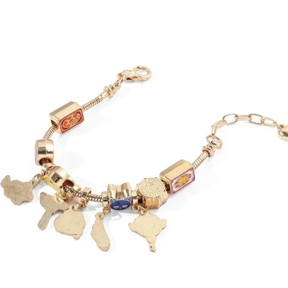 Gold Plated Cardcaptor Sakura Themed Anime Charm Bracelet Adjustable Sizing